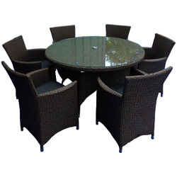 LG Outdoor Saigon Rustic Weave 6-Seater Round Dining Set